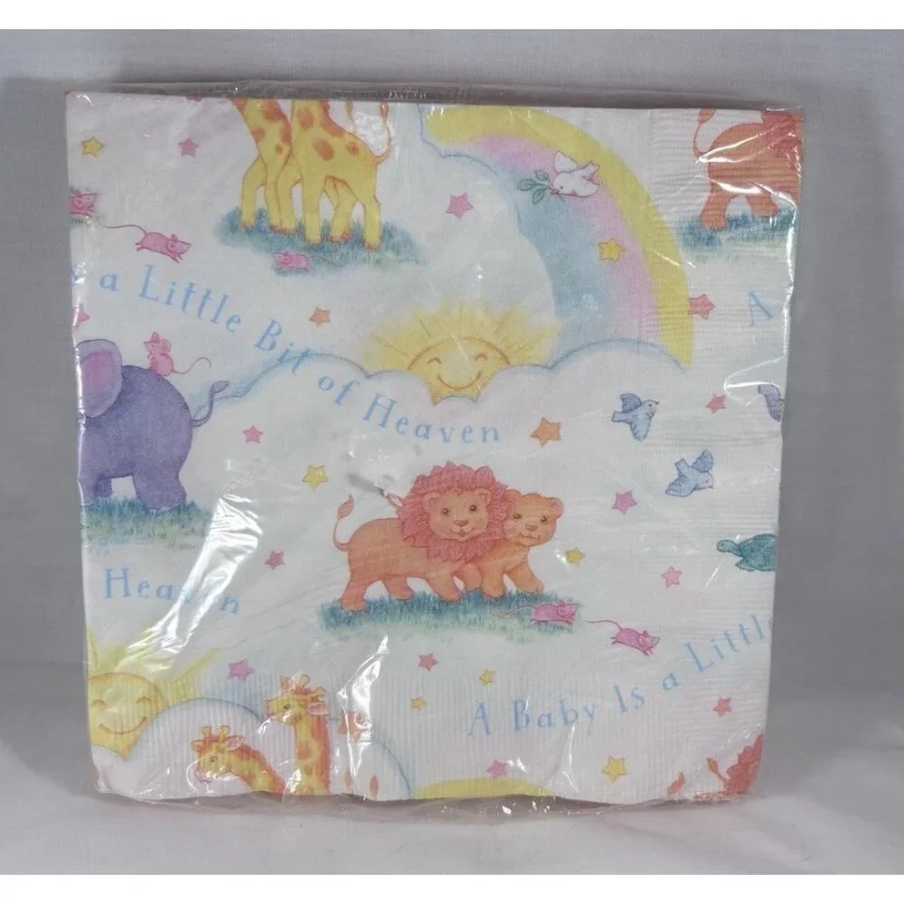 Pack of 16 Vintage Paper Napkins Baby Noah's Ark Paper Art 7”x7” Card Making
